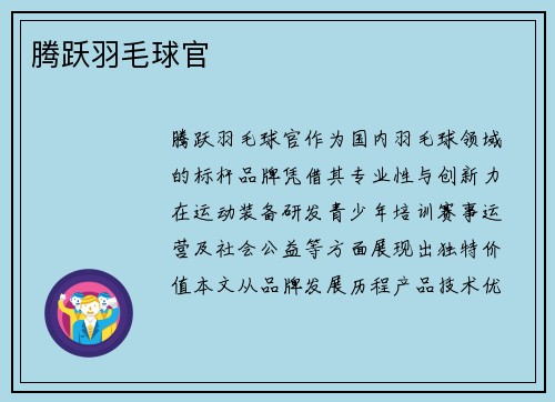 腾跃羽毛球官